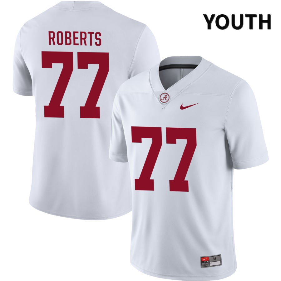 Alabama Crimson Tide Youth Jaeden Roberts #77 NIL White 2022 NCAA Authentic Stitched College Football Jersey RP16C51LH